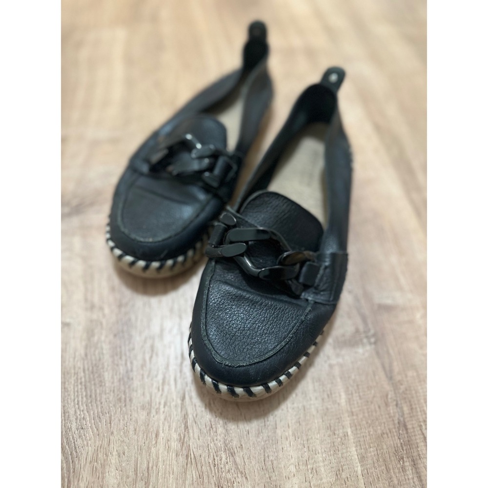 Bottero | Woman's Comfort Black Leather Chain Loafers, Brazil, Size US / EU 40